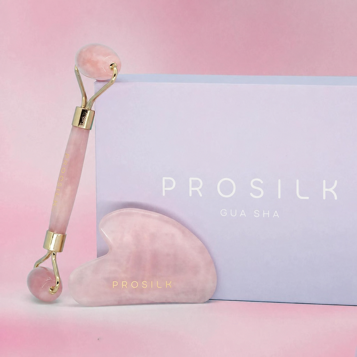 ProSilk Gua Sha og Jade Roller i rosenkvarts